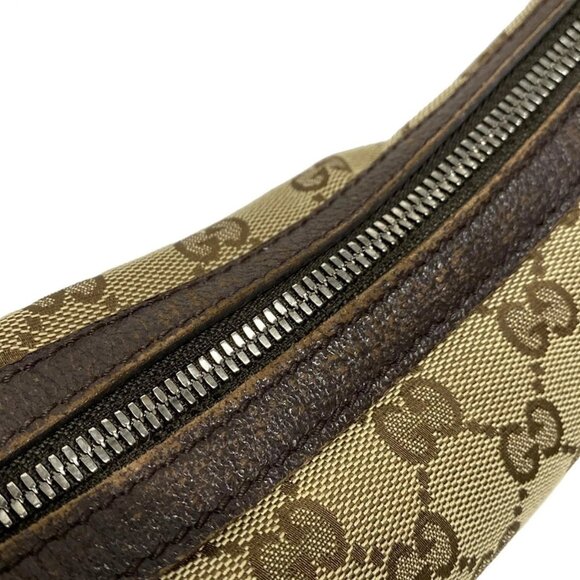 Auth GUCCI GG 122790 Beige Dark Brown Jacquard Leather Shoulder Bag - Picture 13 of 16